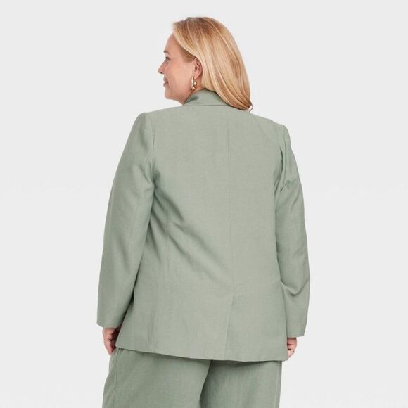 Open Box - A New Day - Women's Double Breasted Blazer - A New Day Green X Green - Picture 2 of 3